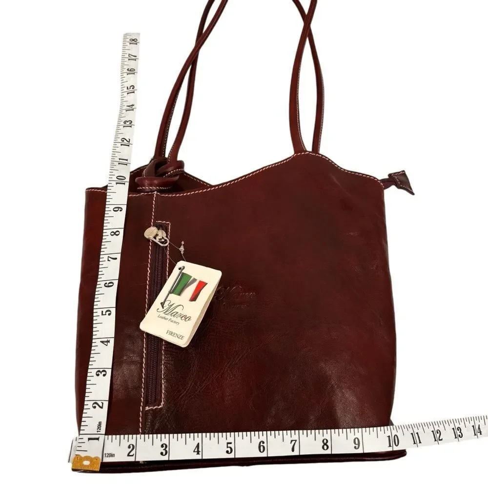 Marco Firenze Italian Leather Convertible Backpack Tote Bag Made In Ital…